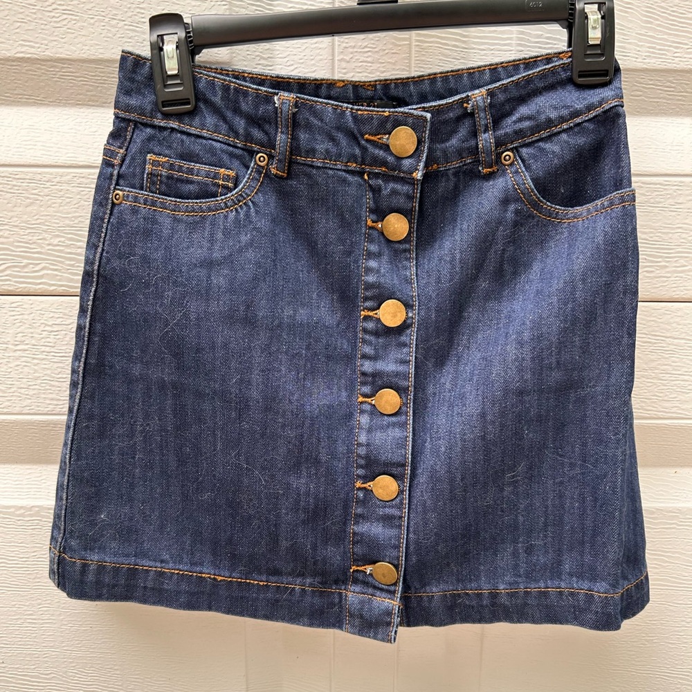 Forever 21 Gold and Blue A-Line Mini Skirt Casual